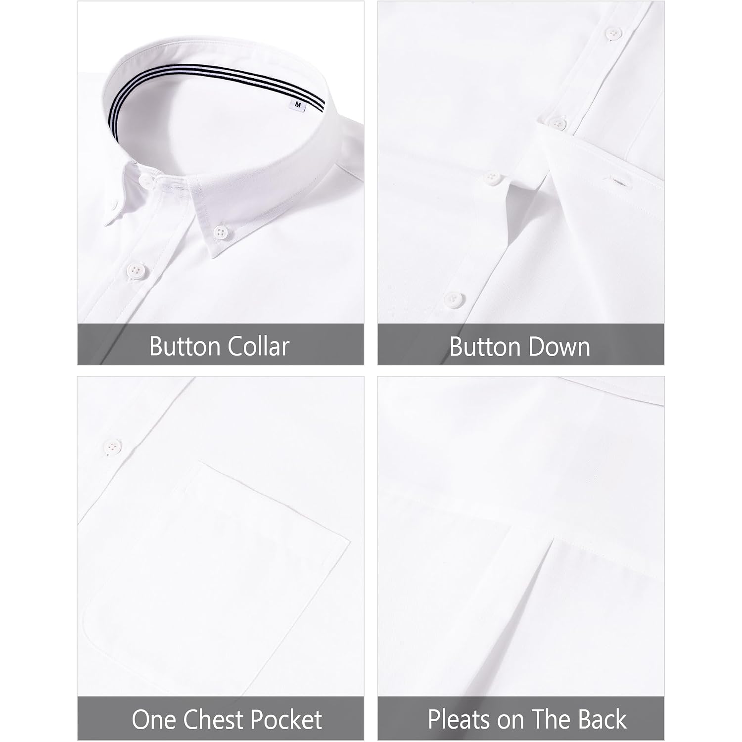 J.Ver Men'S Oxford Shirt Solid Casual Button Down Collar Shirts Long Sleeve Dress Shirts With Pocket