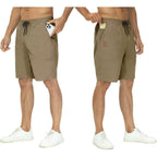 Qpngrp Men'S Stretch Waist Casual Shorts With 5 Pockets Include 1 Zipper Pocket