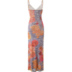 Vancol Women Spaghetti Strap Satin Dresses Backless Hollow Casual Boho V Neck Dress Flowy Dress