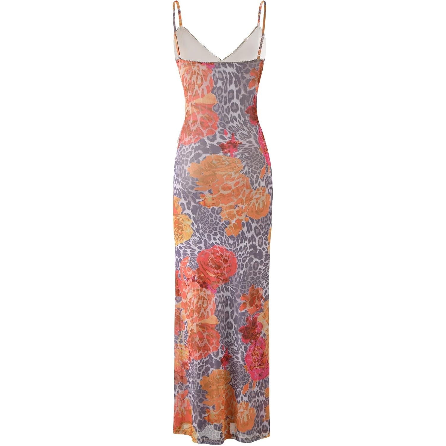 Vancol Women Spaghetti Strap Satin Dresses Backless Hollow Casual Boho V Neck Dress Flowy Dress
