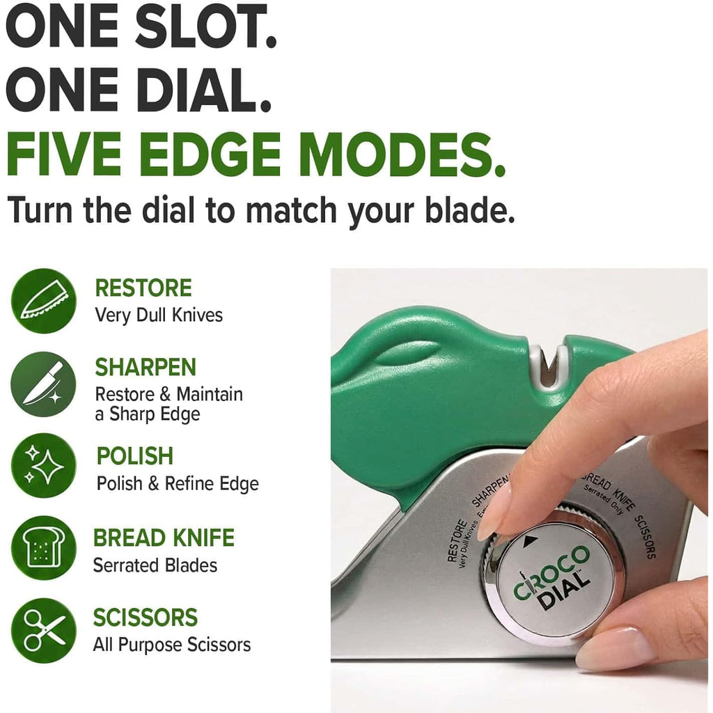 5-In-1 Rotating Sharpeners For Serrated & Straight Edges | 5-In-1 Rotating Sharpening System With Tungsten Carbide And Ceramic Restores, Repairs, Polishes, And Sharpens Blades.