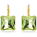 Swarovski Millenia Drop Earrings, Square Cut, Green Crystal, Gold-tone Finish