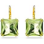 Swarovski Millenia Drop Earrings, Square Cut, Green Crystal, Gold-tone Finish
