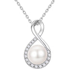 Iefil Mothers Day Gifts for Wife Women - 10-11mm Cultured Freshwater Pearl Necklace, Infinity Pearl Necklace, Anniversary Birthday Gifts for Wife Mom Girlfriend, 925 Sterling Silver