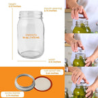 FastRack Regular Mouth Mason Jars 16 oz with Airtight Lids – Pack of 4 | Empty Glass Canning Jars for Food Storage, Fermentation, Pickling Canning, Meal Prep, Pantry Organization & Kombucha Brewing