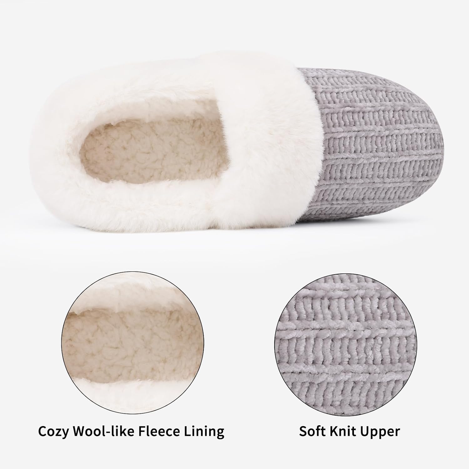 Evshine Women'S Fuzzy Memory Foam Slippers, Closed Back Knit Bedroom Slippers, Slip-On Warm House Shoes For Indoor & Outdoor Comfort