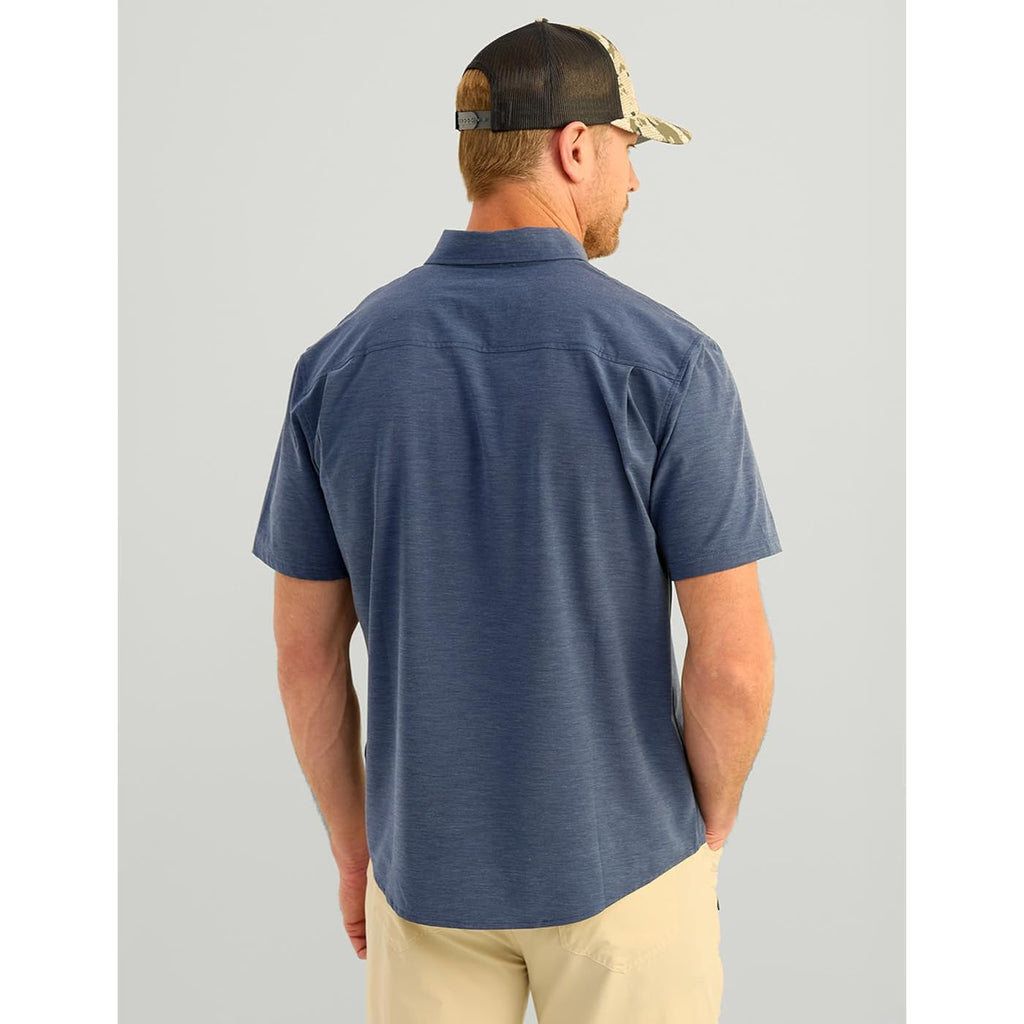 Huk Mens Kona Solid Short Sleeve Fishing Button Down Shirt For Men, Fresh Salmon, 3X-Large