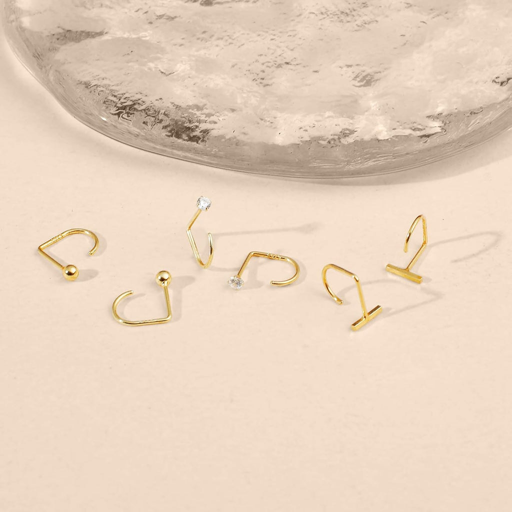 925 Sterling Silver 14K Gold Plated Huggie Half Hoop Earrings — Sleep-Friendly Poke-Free Hypoallergenic Stackable Earring — Comfortable & All Day Wear