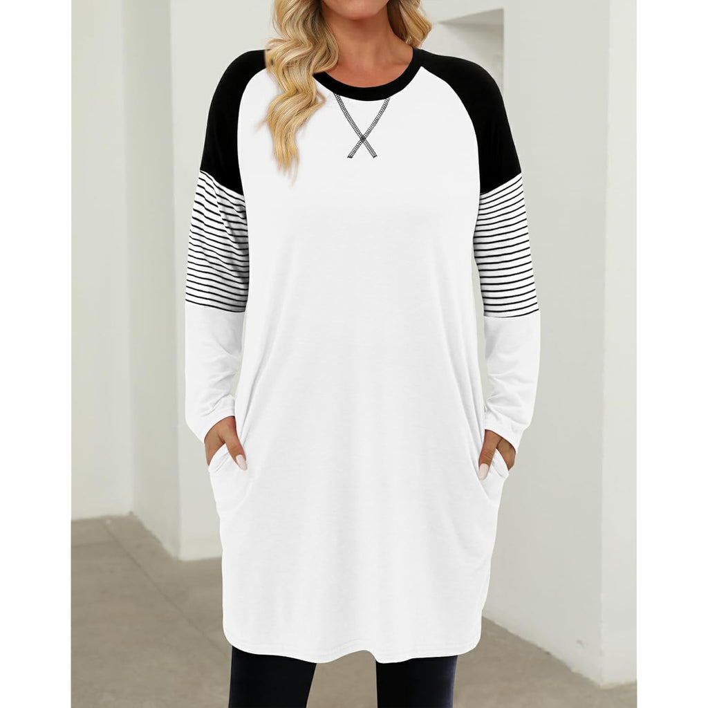 Women's Short Sleeve Tunic Tops Summer for Leggings Casual Long Tunics with Pockets T Shirts