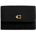 COACH Polished Pebble Leather Essential Mini Trifold Wallet Black One Size