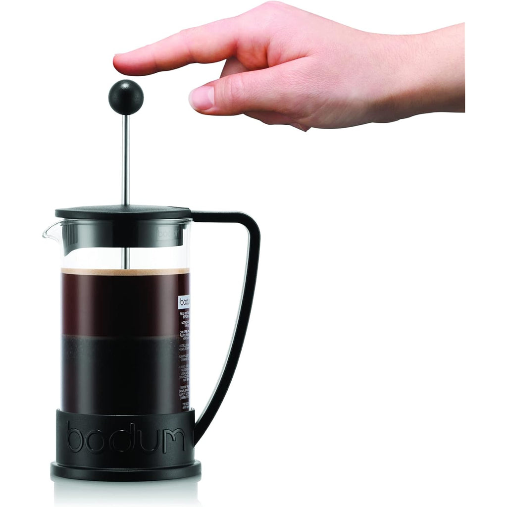 Bodum 12oz Brazil French Press Coffee Maker, High-Heat Borosilicate Glass, Black - Made in Portugal