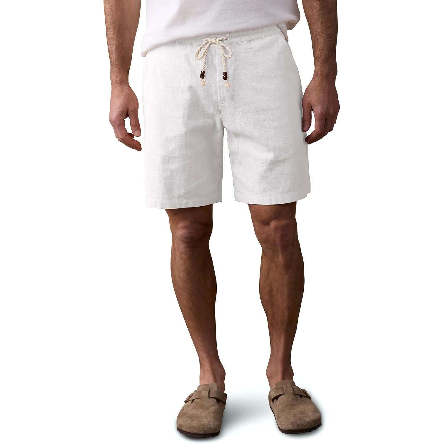 Comdecevis Men'S Linen Shorts With Comfort Stretch Casual Easy Shorts 7" Lightweight For Summer Beach
