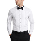 Men'S White Tuxedo Shirt With Wing Collar, French Cuffs & Accessories