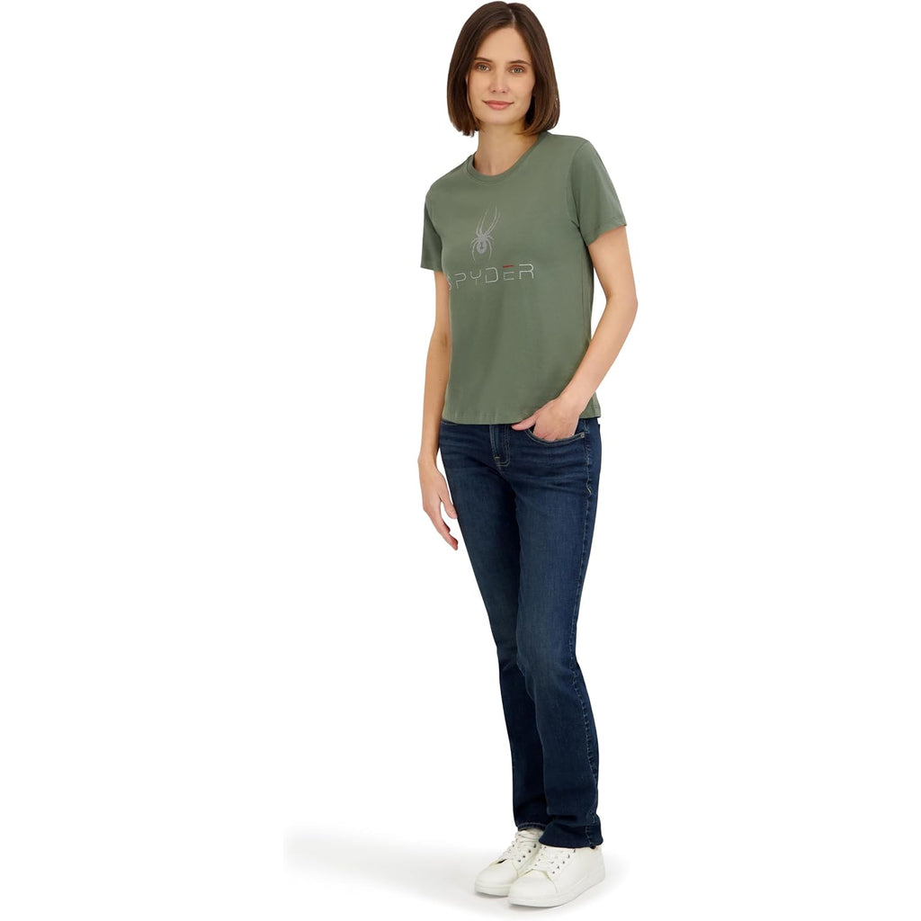 Spyder Women's Core Classic Logo Graphic Short Sleeve Tee T-Shirt Agave