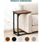 C-Shaped Side Table For Couch - Small Coffee Stand Sofa Tray Desk With Metal Frame And Waterproof Scratch Resistant, Modern End Accent For Living Room, Bedroom, Small Spaces, Rustic Brown