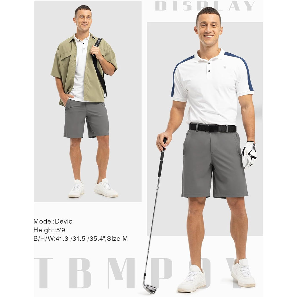 Tbmpoy Men'S 9" Golf Shorts Stretch Quick Dry Casual Dress Shorts Flat Front Lightweight For Work Business Travel