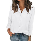 Women Blouses Chiffon Long Sleeve Button Down Shirts Business Causal Dressy Work Top V Neck Summer Spring Clothes