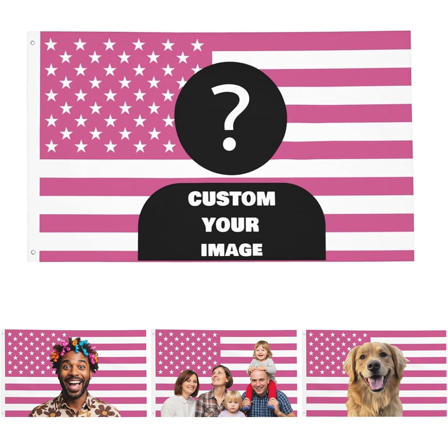Custom Pink America Flag 3X5 Ft Personalized Flags Design Your Image Funny Tapestry Poster For Decorate Clubs Concerts Bars University Dormitories Living Rooms Bedrooms