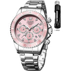 OLEVS Womens Watch Fashion Dress Diamond Female Watches for Ladies Analog Quartz Stainless Steel Waterproof Luminous Day Date Two Tone Wristwatch