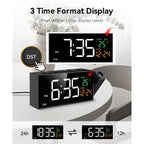 Projection Clock For Bedroom Ceiling, Alarm Clocks With 180° Rotatable Projector, Date Temperature And Weekday, Manual Dst, 5 Brightness, 10 Ringtones, 4 Volumes And Snooze (Black)