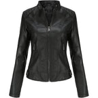DEAR MODEL Faux Leather Jacket Women Bomber Jacket Women's Belted Motorcycle Jacket