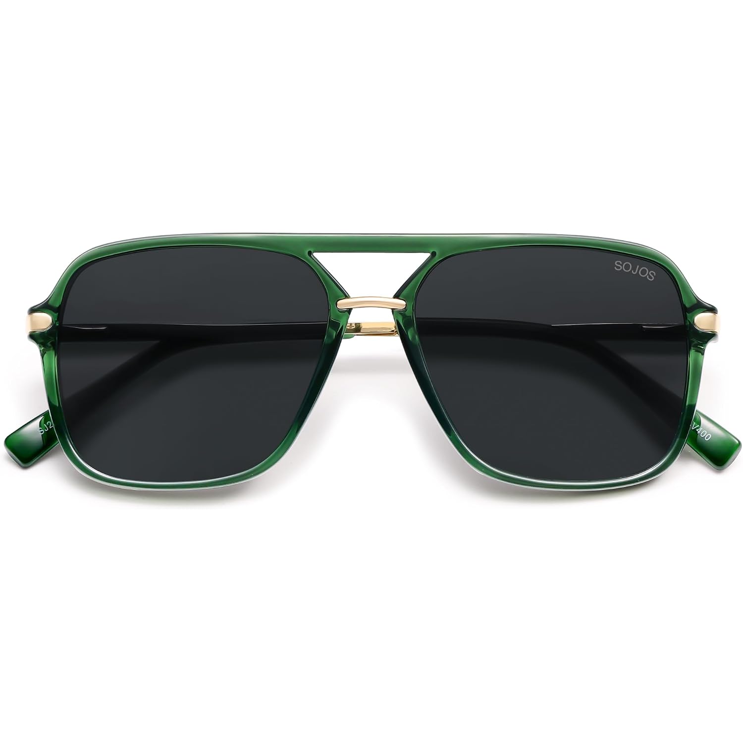 SOJOS Sunglasses for Women & Men, Square, Retro, Polarized Lens, Trendy Aviator, 90s Shades Green/Grey