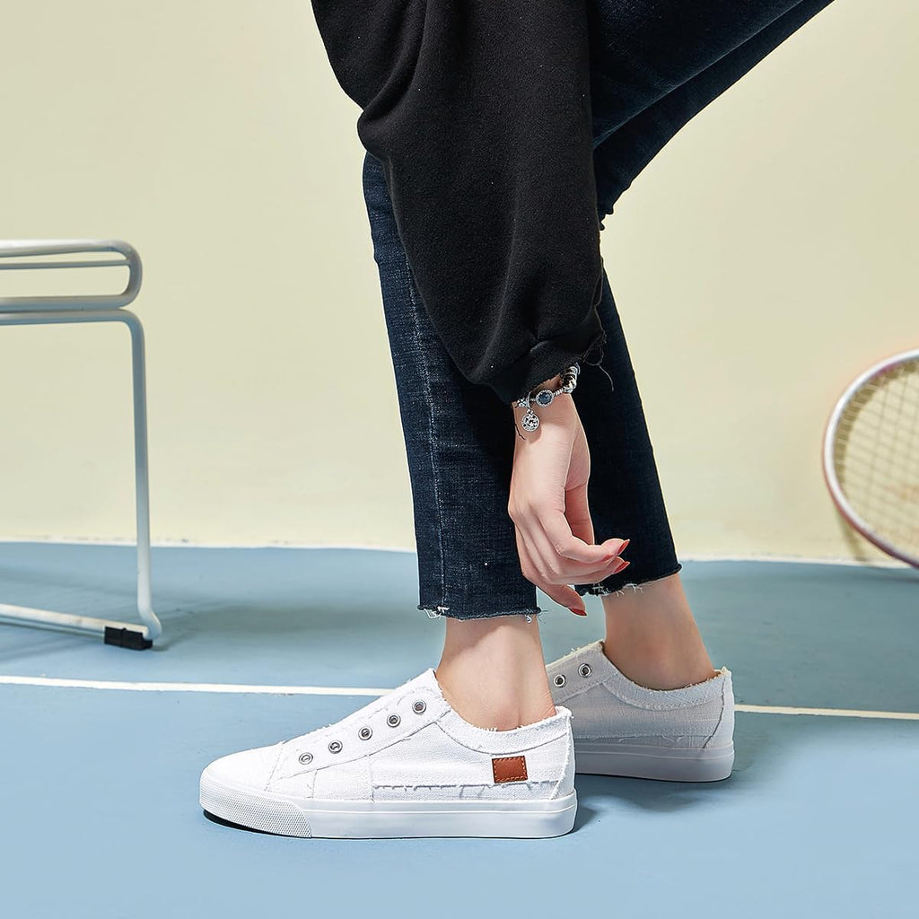 Women'S Slip On Shoes Non Slip Fashion Canvas Sneakers Low Top Casual Shoes