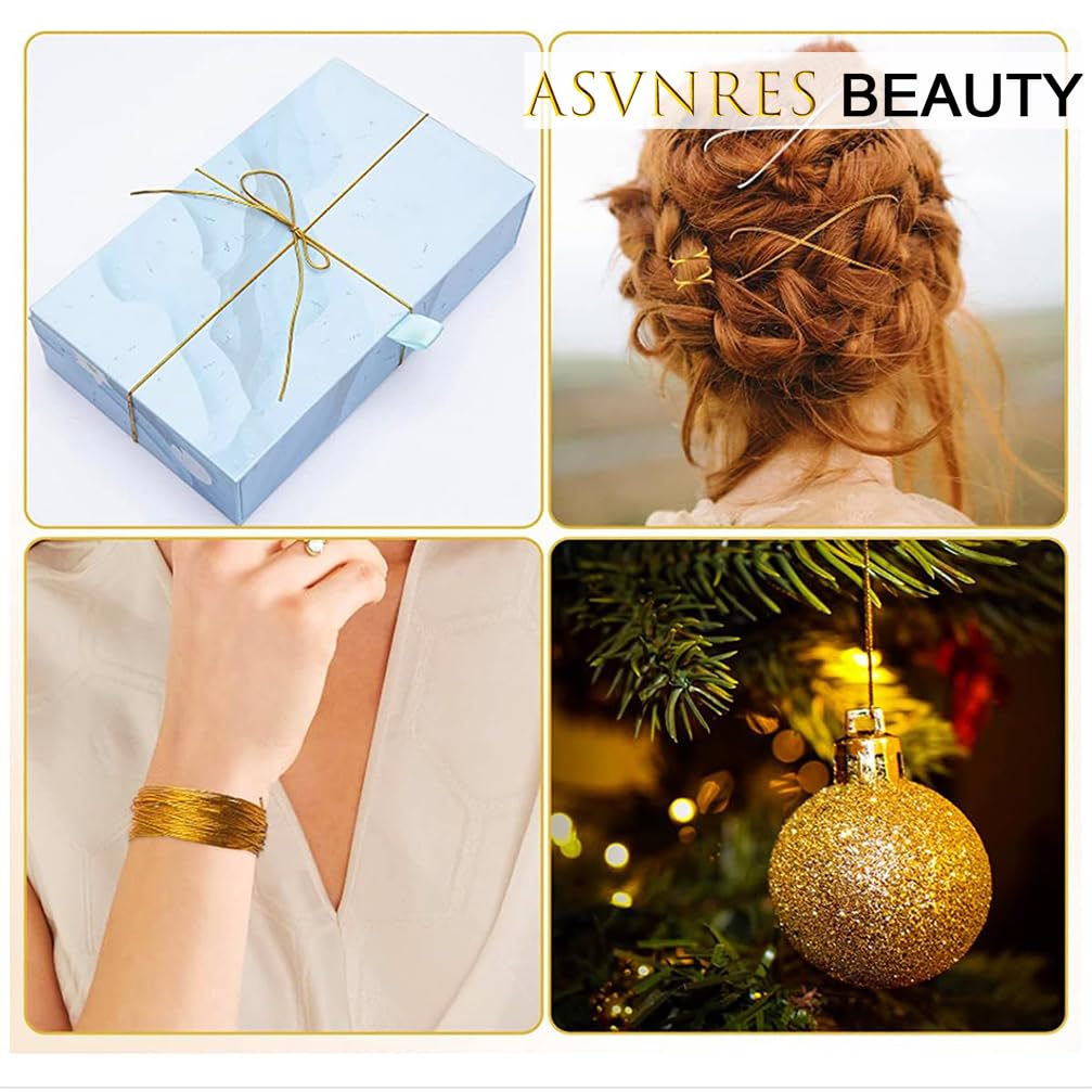 Gold Dreadlock Braids Hair Accessories, 2 Pieces 5M Braiding Hair Deco Styling Shimmer Stretchable African Braid Braided Elastic Cord Ornament Hanging Decorating Gift Wrapping