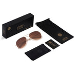 Polarized Aviator Sunglasses for Women Men, UV400 Protection Lens and Lightweight Metal Pilot Frame JX2775 Gold/Brown Gradient