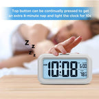 Peakeep Night Light Digital Alarm Clock Battery Operated Indoor Temperature | Small Cordless Cute Clock For Bedroom Desk Travel, Simple To Use For Teens Kids (White)
