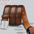 Mens Dress Belt - Genuine Leather Dress Belts For Men,Casual Suit Jeans Belt-Single Prong Buckle Black Belt
