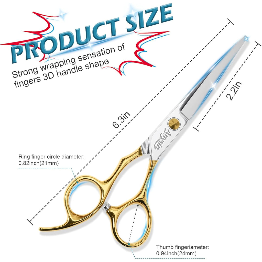 Professional Hair Cutting Scissors, Barber Shears With Razor Sharp Handcrafted Blades, Premium Stainless Steel For Salon Quality Home Use & Gift Box