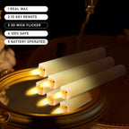Upgraded Real Wax Short Led Flameless Taper Candles With Remote, 6 Pcs Ivory Candlesticks Battery Operated 3D Flickering - 6" Realistic Fake Candle Sticks For Home/Wedding/Fireplace Xmas Decor