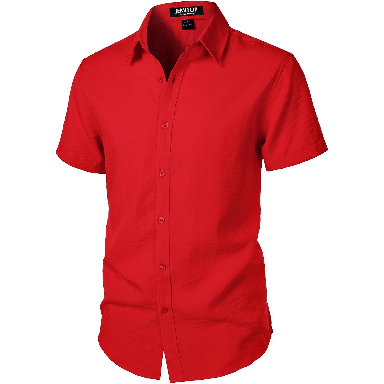 Jemitop Men'S Stretch Textured Short Sleeve Button Down Shirts Summer Casual Beach Wedding Vacation Shirt