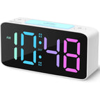 Cadmos 110Db Extra Loud Alarm Clock For Heavy Sleepers Adults, Digital Clock With 7 Color Night Light, Rgb Display, Dual Usb Charger, Small Clocks For Bedrooms, Kids, Teens (White+Rgb)