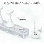 Nail Stand for Press On Display Practice for Acrylic Nails, Magnetic Fake Nail Tips Holder for Nails Painting Tools and Designs with Reusable Double-Sided Tape for Home DIY Art Salon Supplies (White)
