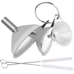 Metal Stainless Steel Funnel, Large Medium Small Funnel Set Of 3, Food Grade Mini Funnels For Kitchen Use Filling Bottles Flask Cooking, 2 Brushes Ylyl