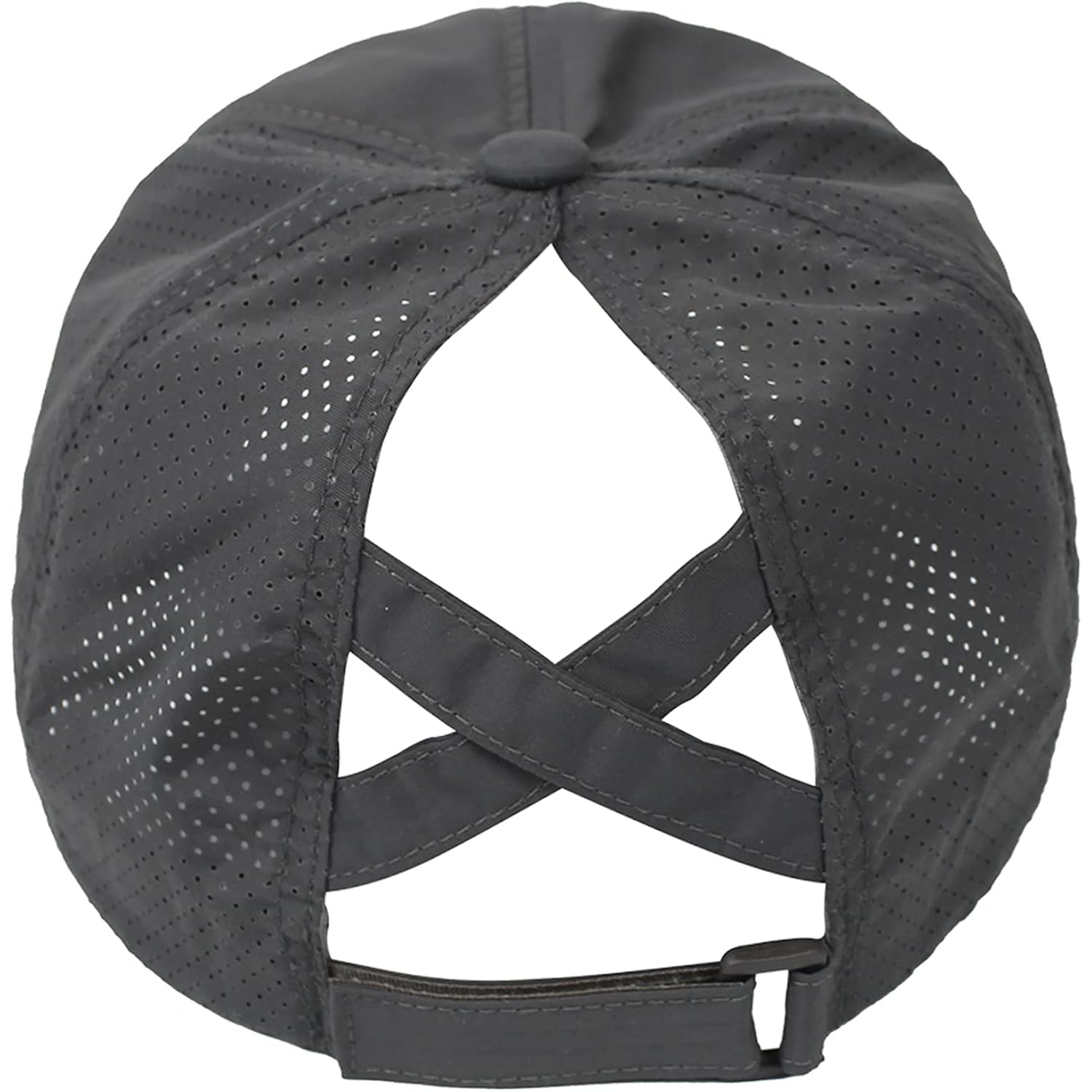 HGGE Womens Criss Cross Ponytail Baseball Cap High Messy Bun Ponycap Trucker Hat Quick Drying Mesh Dad Hat for Outdoor Sports Dark Grey