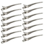24 Packs Duck Bill Clips, Bantoye 3.5 Inches Rustproof Metal Alligator Curl Clips With Holes For Hair Styling, Hair Coloring, Silver