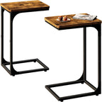 Qeeig C Table Side Table Set Of 2 Living Room Sets C Shaped Couch Tray End Tables Farmhouse, Rustic Brown (017-30Bn)