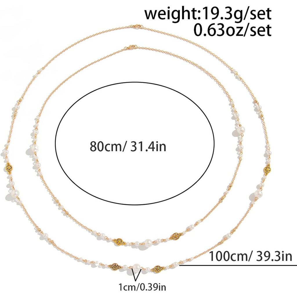 Long Necklaces for Women Pearl Necklaces for Women Long Chain Necklace Dainty Layered Pearl Necklace Statement Sweater Strand Chain Jewelry
