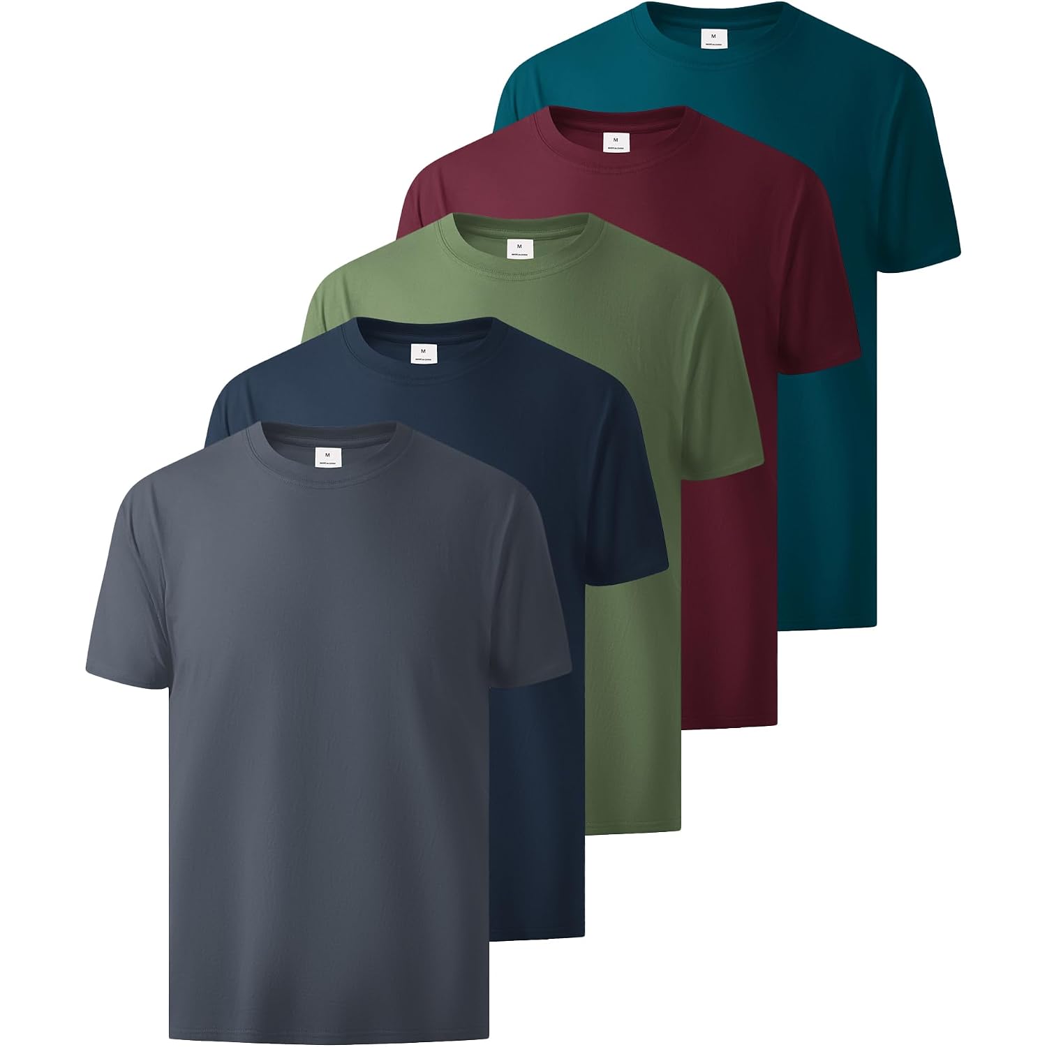 Little Beauty 5 Pack Men'S T-Shirts Crew Neck Short Sleeve Cotton Tee Casual Summer Tops