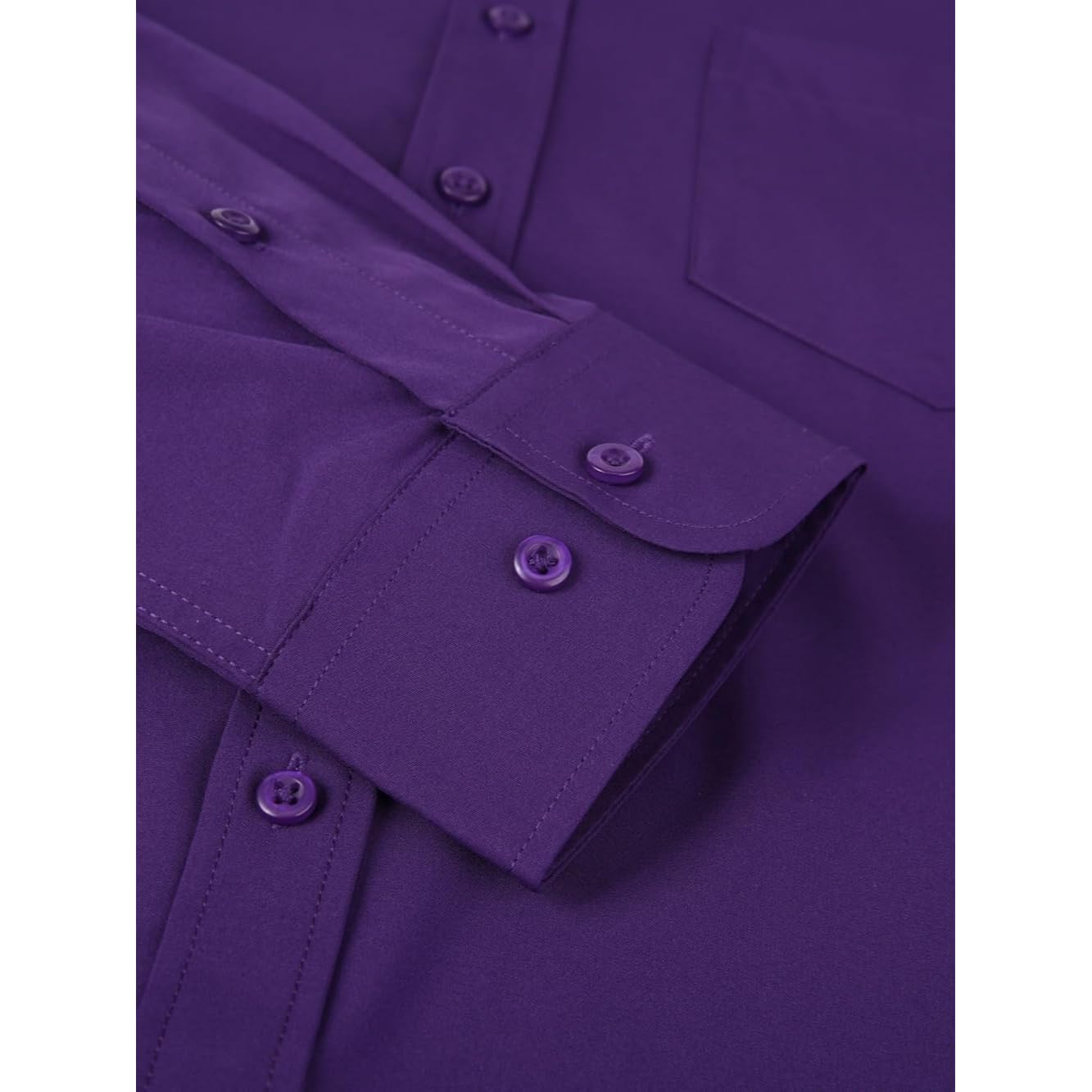 Men'S Dress Shirts Long Sleeve Button Down Shirt Business Formal Stretch Shirt Regular Fit With Pockets