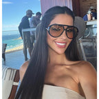 GUVIVI Retro Gold Aviator Sunglasses for Women Men, 2026 Metal Oversized 70s Aviators Black Vacation Beach Sun Glasses
