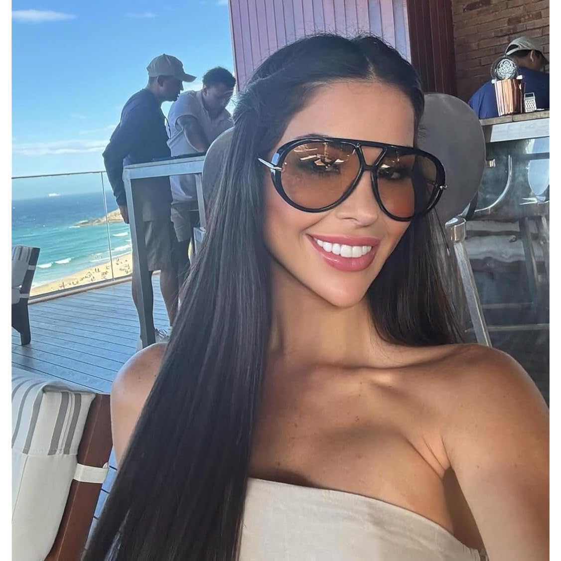 GUVIVI Retro Gold Aviator Sunglasses for Women Men, 2026 Metal Oversized 70s Aviators Black Vacation Beach Sun Glasses