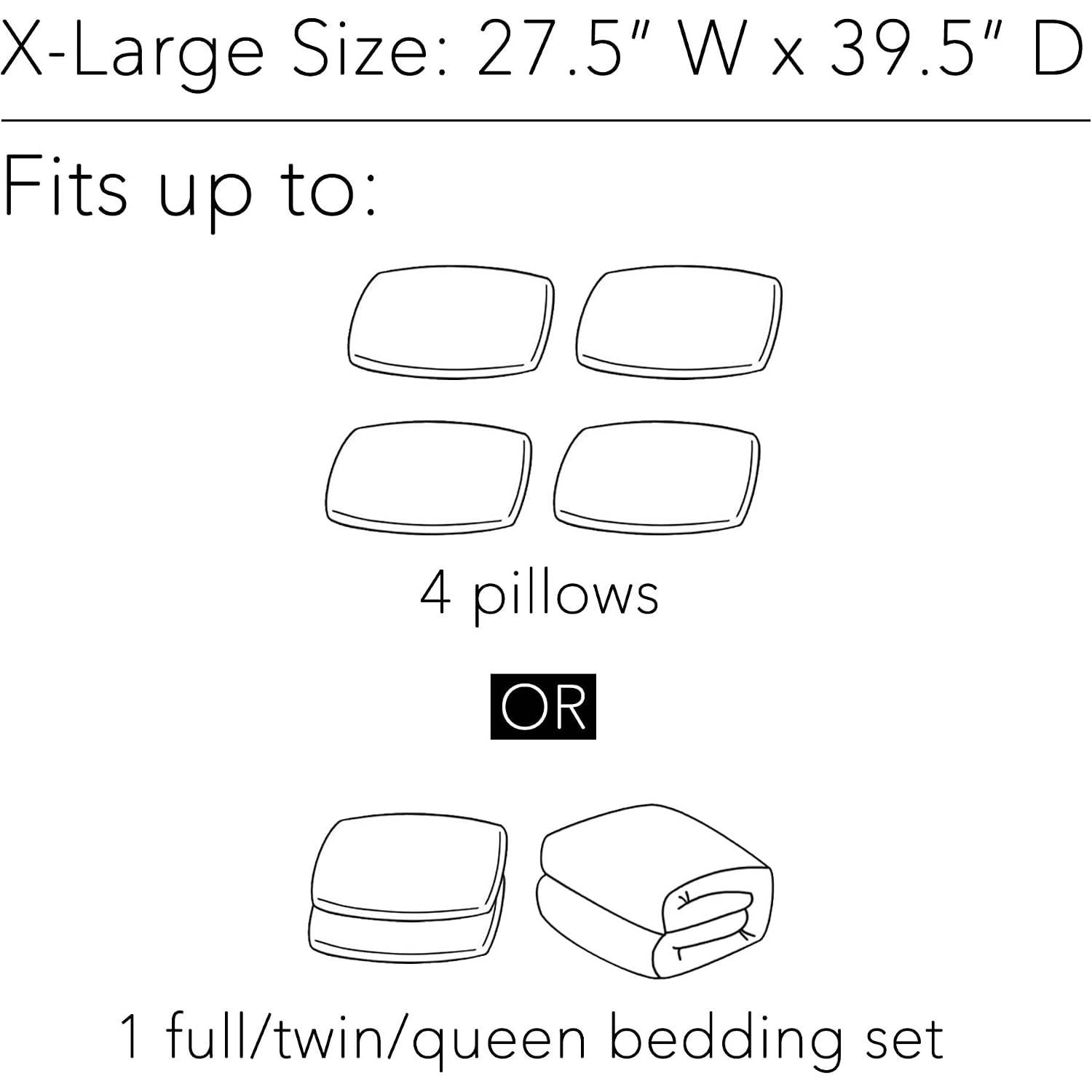 Spaceaid Jumbo Vacuum Storage Bags, Space Saver Sealer Compression Bags For Comforters, Blankets, Pillows, Bedding, Clothes (X-Large 3 Pack)