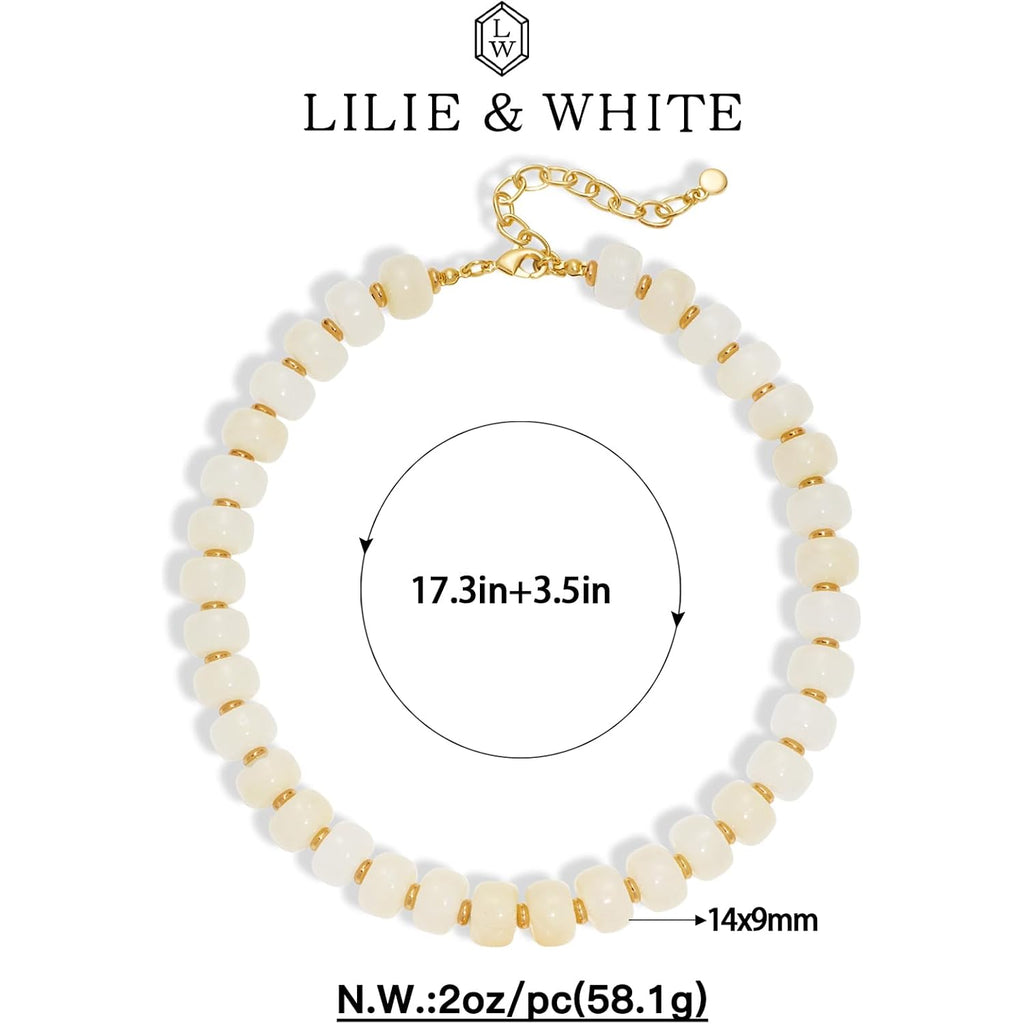 LILIE&WHITE Mothers Day Gifts for Mom Daughter Resin Chunky Beaded Necklace for Women Minimalistic Modern Statement Necklace Jewelry Accessories Birthday Gift for Women