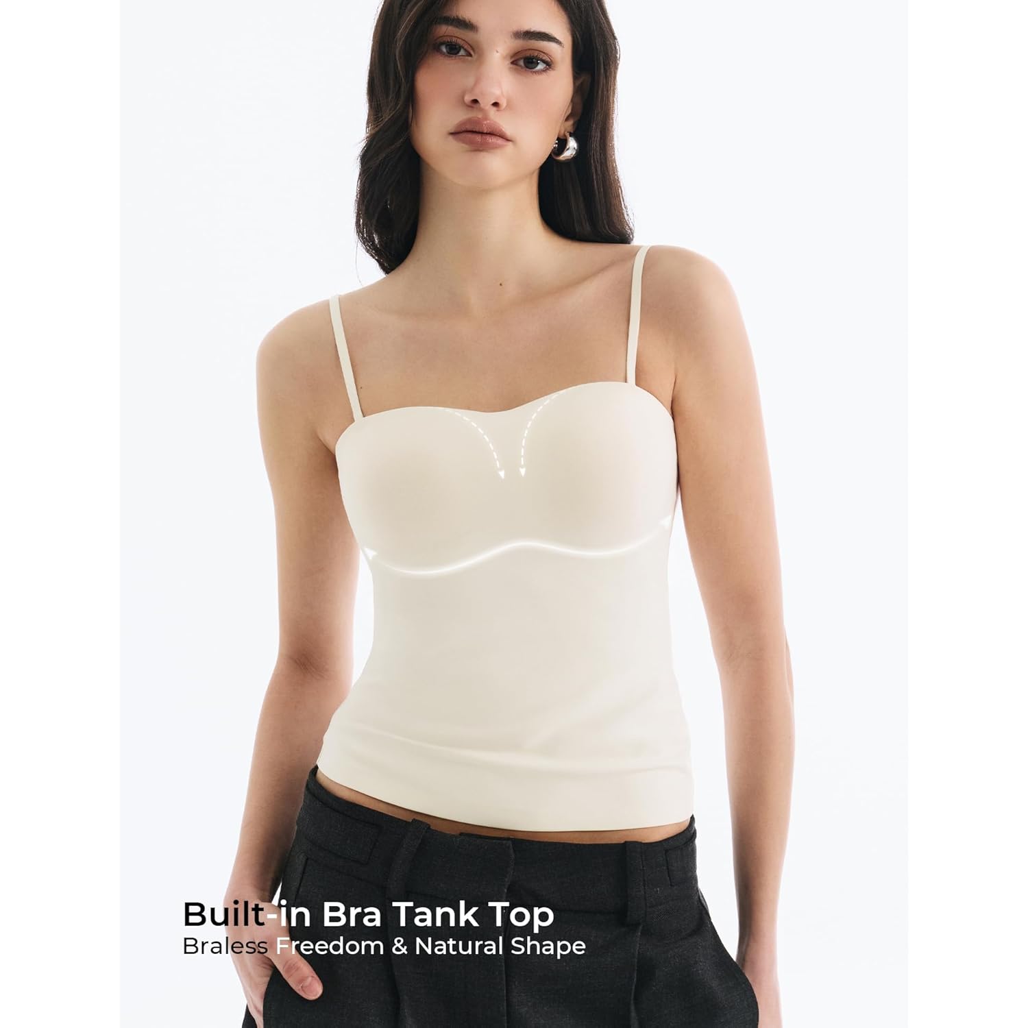 Built in Bra Tank Tops for Women, Double Lined Padded Cami Scoop Neck Spaghetti Straps Basic Summer Top 2026