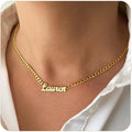 TRANGEL Name Necklace Personalized with Curb Chain, Dainty Custom Necklace with Name for Women 925 Sterling Silver Gothic Style Customized Nameplate Necklace Gifts for Christmas
