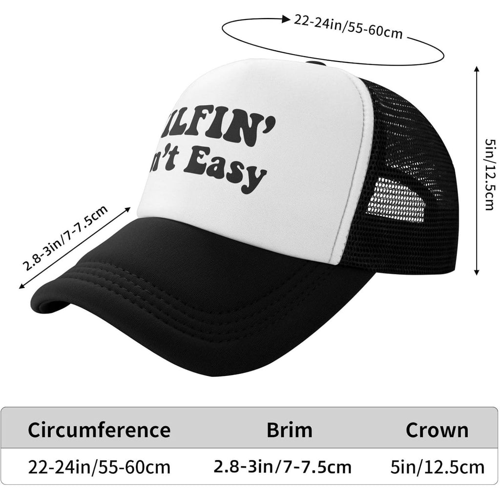 Milfin Aint Easy Funny Gag Trucker Hat for Adult Humor Adjustable Mesh Sport Baseball Caps for Women Men Black Black